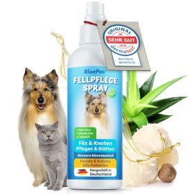 BluePet Entfilzungsspray Fellspray für Hunde & Katzen löst Verfilzungen für bessere Kämmbarkeit, Anti Filz, Glätten & Pflege: Aloe Vera, Shea-Butter, Jojobaöl