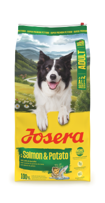 Josera Adult Salmon & Potato, getreidefreies Trockenfutter für empfindliche Hunde, 12,5kg
