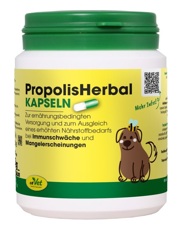 cdVet PropolisHerbal 100 Kapseln – für Vitalität und Wohlbefinden beim Hunden, Katzen und Pferden