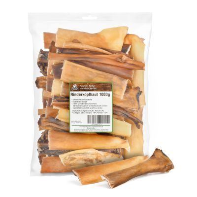 Thumbnail 1: Kaureks Natur Hundeleckerlies Rinderkopfhaut 1000g ca. 15 cm - Hunde-Kauartikel - Hunde-Snack - Kausnack - Leckerli
