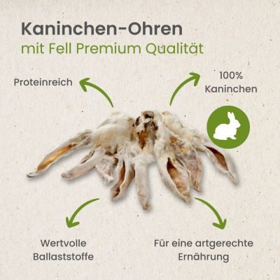 Thumbnail 4: kauartikel.com Kaninchen-Ohren mit Fell Premium Qualität - Hunde-Kauartikel - Hunde-Snack - Hypoallergen-Kausnack - Hasen-Leckerli