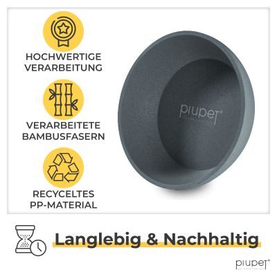 Thumbnail 6: PIUPET Futternapf und Wassernapf für Hunde I Spülmaschinenfest I für große Hunde I 21,5 cm Durchmesser I 2er Set I 1,6 L I Grau