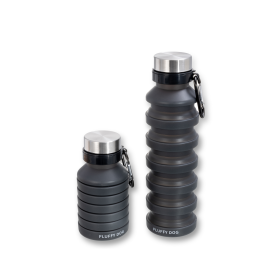 Fluffy Dog Zusammenklappbare Trinkflasche für Hund & Mensch – 550 ml, robust & nachhaltig, mit Karabiner