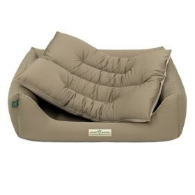 HOUND&NATURE SET: Hundebett LUZERN M taupe + wasserfestem kuscheligen Fleece-Matratzenüberzug