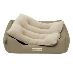 HOUND&NATURE SET: Hundebett LUZERN S taupe + wasserfestem Baumwoll-Matratzenüberzug
