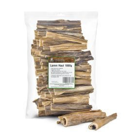 Kaureks Natur Hundeleckerlies Lammhaut 1 kg 15 cm- hypoallergener Hunde-Kauartikel - Hunde-Snack - Kausnack - Leckerli