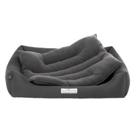 HOUND&NATURE SET: Hundebett LUZERN XL dunkelgrau+ wasserfestem kuscheligen Fleece-Matratzenüberzug