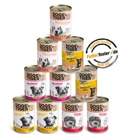 Dogs'n Tiger Adult Hundefutter, Nassfutter, Getreidefrei, Mixpaket Top of the tops! Dogs, Rind, Lamm, Huhn & Ente, 10tlg-Set