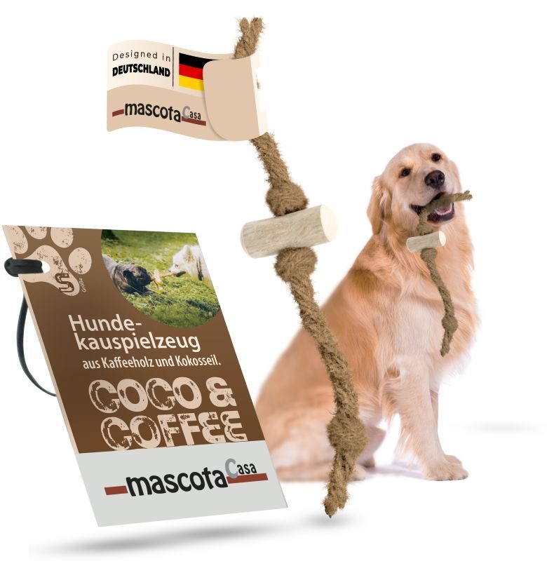 mascota vital Coco & Coffee Kauspielzeug für Hunde aus Kaffeeholz und Kokosfaserseil, koffeinfrei und natürlich, bis 20 kg Gewicht
