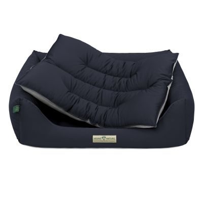 Thumbnail 2: HOUND&NATURE SET: Hundebett LUZERN M dunkelblau+ wasserfestem kuscheligen hellgrauen Fleece-Matratzenüberzug