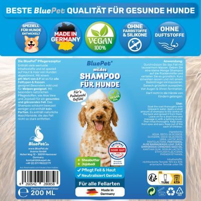 BluePet Hundeshampoo Sensitiv für Hunde & Welpen