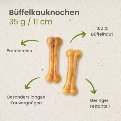 Thumbnail 5: kauartikel.com Büffelknochen, 35g / 11cm  -  Hunde-Kauartikel - Hunde-Snack - Büffel-Kausnack - Leckerli vom Rind