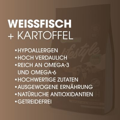 Thumbnail 3: NP Lifestyle TJURE Lifestyle WEISSFISCH & KARTOFFEL 10 kg getreidefreies Trockenfutter Spar-Pack für alle Rassen