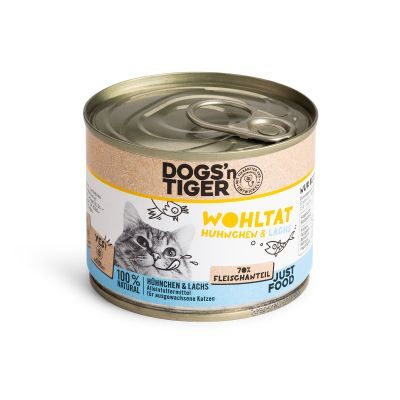 Thumbnail 2: Dogs'n Tiger Adult Premium Katzenfutter, Wohltat, Nassfutter, Getreidefrei, Huhn & Lachs, 6x 200g