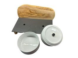 Thumbnail 3: Olivenholz-erleben Futterstation MOUNTAIN, 2 x 0,9 Liter, runde Füße (12cm)