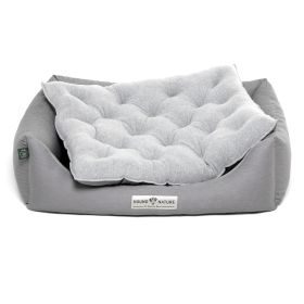 HOUND&NATURE SET: Hundebett ZÜRICH M hellgrau + wasserfestem Baumwoll-Matratzenüberzug