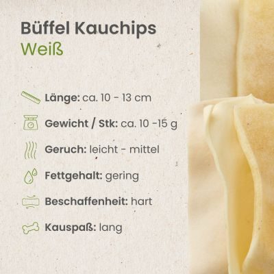 Thumbnail 3: kauartikel.com Büffel-Kauchips, weiß -  Hunde-Kauartikel - Hunde-Snack - Büffel-Kausnack - Leckerli vom Rind