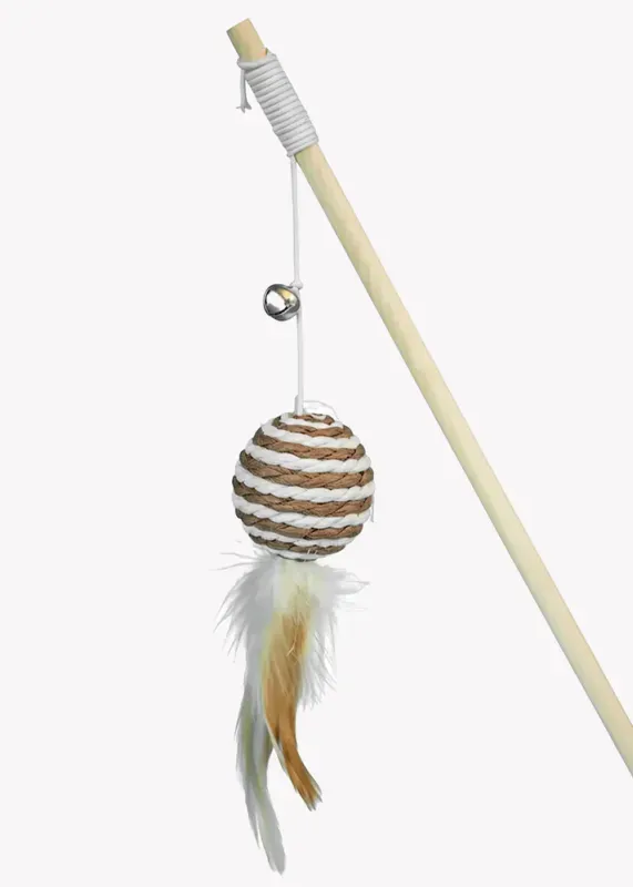 Greenhero Katzenangel mit Ball braun-weiß