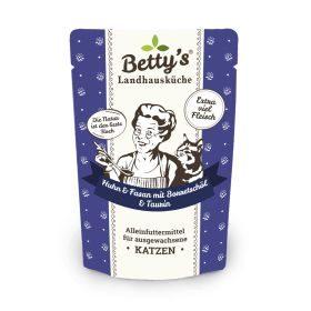 Betty's Landhausküche Katzennassfutter Huhn & Fasan mit Borretschöl 12x 100g im Frischebeutel