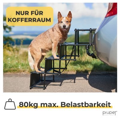 Thumbnail 3: PIUPET Klappbare Hundetreppe I Mobile Auto-Einstiegshilfe für große und kleine Hunde I Wasserabweisende PVC Hundeleiter für Sicherheit und Komfort