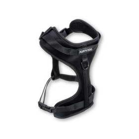 Fluffy Dog Hundegeschirr „All Black“ – atmungsaktiv, vegan & verstellbar mit D-Ringen für flexible Leinenführung