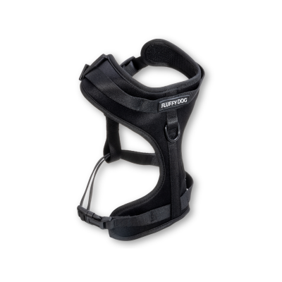 Thumbnail 1: Fluffy Dog Hundegeschirr „All Black“ – atmungsaktiv, vegan & verstellbar mit D-Ringen für flexible Leinenführung