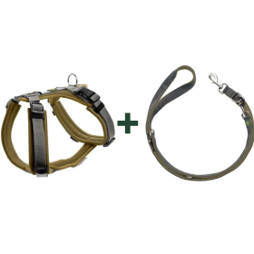 HUNTER MALDON UP Set Geschirr & Leine | XS , 15 | oliv/grau