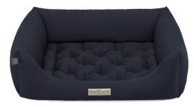 HOUND&NATURE SET: Hundebett ZERMATT M dunkelblau + wasserfestem Baumwoll-Matratzenüberzug