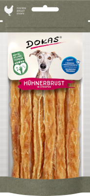 Dokas Hühnerbrust in Streifen fettarme Hundeleckerli luftgetrocknet 11x 50g Multipack