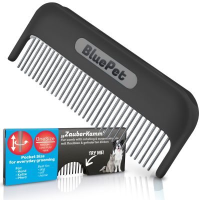 BluePet "Zauberkamm" Entfilzungskamm mit rotierenden & nachgebenden Zinken: Entfernt Knoten & entwirrt Fell an empfindlichen Stellen, Langhaar Hunde & Katzen