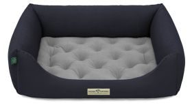 HOUND&NATURE SET: Hundebett ZÜRICH M dunkelblau + wasserfestem hellgrauen Baumwoll-Matratzenüberzug