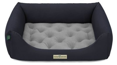 HOUND&NATURE SET: Hundebett ZÜRICH M dunkelblau + wasserfestem hellgrauen Baumwoll-Matratzenüberzug