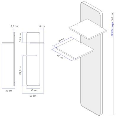 Thumbnail 2: stylecats® Kratzwand Grippy 2 Liegeflächen anthrazit/hellgrau/hellgrau, 40 x 160 x 39 cm