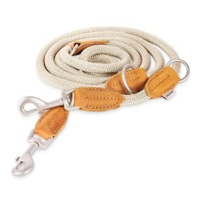 Rudelkönig Hundeleine Emma 2,25m mit Leder, Elegante Führleine für große Hunde