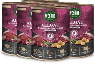 Thumbnail 1: WESTHO petfood Allgäu mit 75 % Black Angus Rind & Lamm 6x800g