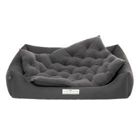 HOUND&NATURE SET: Hundebett ZÜRICH L dunkelgrau + wasserfestem Baumwoll-Matratzenüberzug