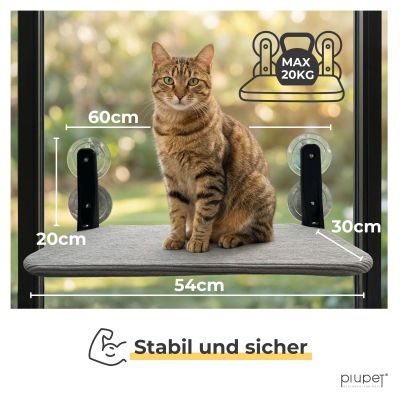 Thumbnail 5: PIUPET Katzenfensterliege I Klappbare Katzenliege mit Saugnäpfen I Wendbare Hängematte für Fenster I bis 20 kg