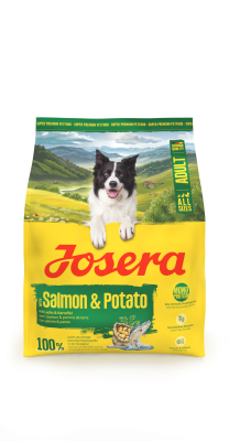 Josera Adult Salmon & Potato, getreidefreies Trockenfutter für empfindliche Hunde, 5x900g