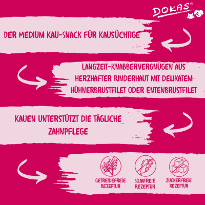Thumbnail 5: Dokas Kaurolle mit Entenbrust Medium Kauartikel für Hunde 6x 150g Multipack
