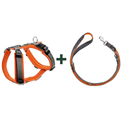 HUNTER MALDON UP Set Geschirr & Leine | M-L , 25 | orange/grau
