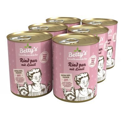 Thumbnail 2: Betty's Landhausküche Nassfutter für Hunde Rind pur mit Leinöl 12x 400g