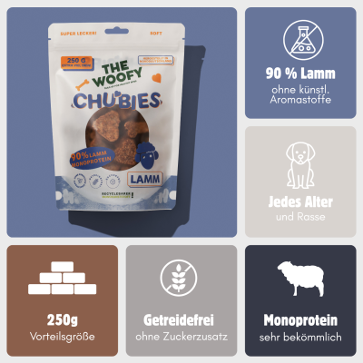Thumbnail 2: THE WOOFY Saftiger Snack für Hunde mit stolzen 90% Lammanteil