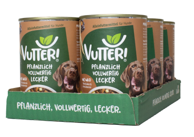 Vutter! Vutter! Hundefutter vegan | 12 x 400g | Nassfutter: Wie Wild | Glutenfrei | Alleinfuttermittel | bedarfsdeckend | veganes Hundefutter