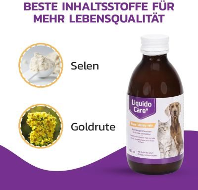 Thumbnail 4: LiquidoCare Ergänzungsfuttermittel mit Goldrute und Selen zur Unterstützung der Nierenfunktion für Katzen und Hunde 180 ml
