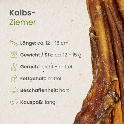 Thumbnail 3: kauartikel.com Kalbs-Ziemer, 12cm - Hunde-Kauartikel - Hunde-Snack - Kausnack - Kälber-Leckerli  (Rind)