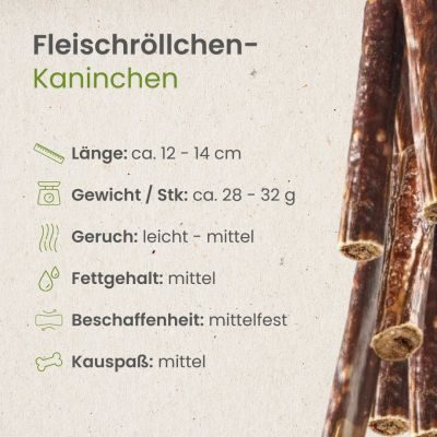 Thumbnail 3: kauartikel.com Fleischröllchen-Kaninchen - Hunde-Kauartikel - Hunde-Snack - Kausnack aus Kaninchen + Rind - Leckerli