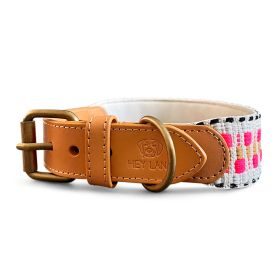 Hey Lana Premium Hundehalsband Gepolstert L/42-54 / Pink / Beige