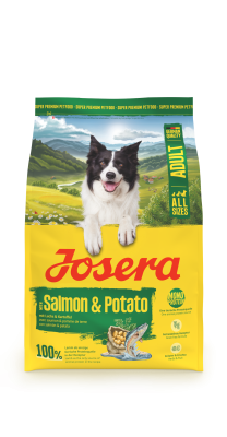 Josera Adult Salmon & Potato, getreidefreies Trockenfutter für empfindliche Hunde, 3x3kg