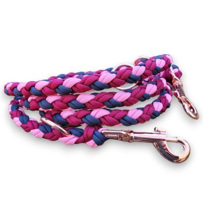 Thumbnail 1: PARACORD FASHION Hundeleine aus Paracord - Doppelt rund geflochten 2 m / Dunkelgrau / Burgunder / Rosa