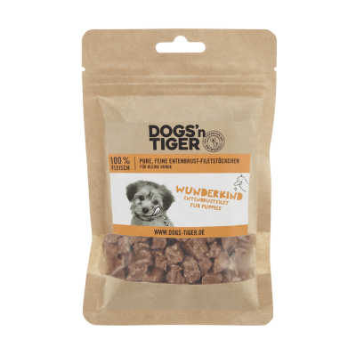 Thumbnail 4: Dogs'n Tiger Adult, Junior Hunde Snacks, Wunderkind, Leckerlies, 100% gefriergetrocknetes Entenbrustfilet, 5x 70g